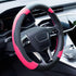 Xizopucy Pink Steering Wheel Cover Microfiber Leather Sporty Car Accessories for Men and Women,Breathable Non-Slip Universal Fit 14 1/2-15 Inch(Bl...