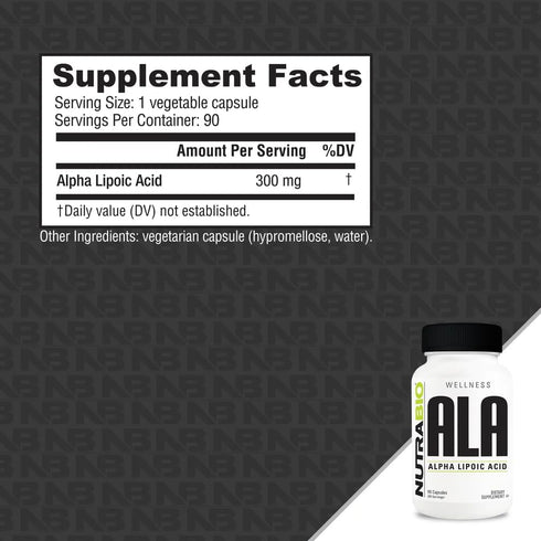 NutraBio Alpha Lipoic Acid (ALA) Supplement, 300mg – Supports Antioxidant Health, May Boost Energy Production and Wellness, 90 Vegetable Capsules...