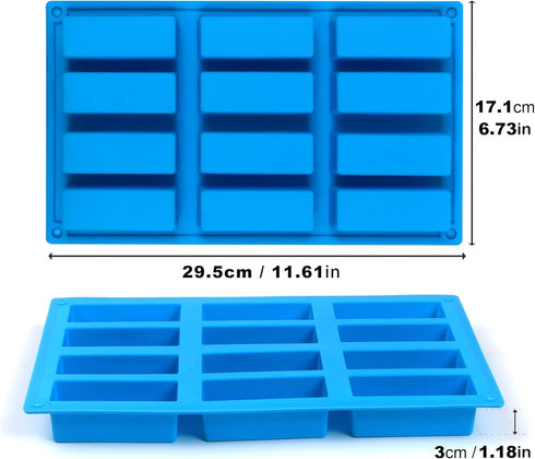 2Pcs Granola Bar Mold Silicone Mold, 12-Cavity Rectangle Molds for Energy Bar, Silicone Baking Molds for Large Granola Bar...