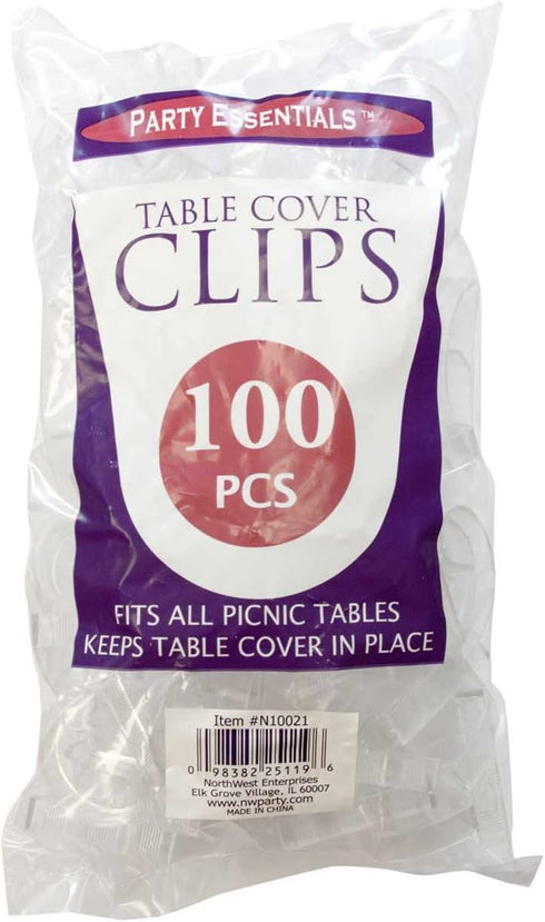 Party Essentials Hard Plastic Table Cover Clips, Clear (Case of 100)...