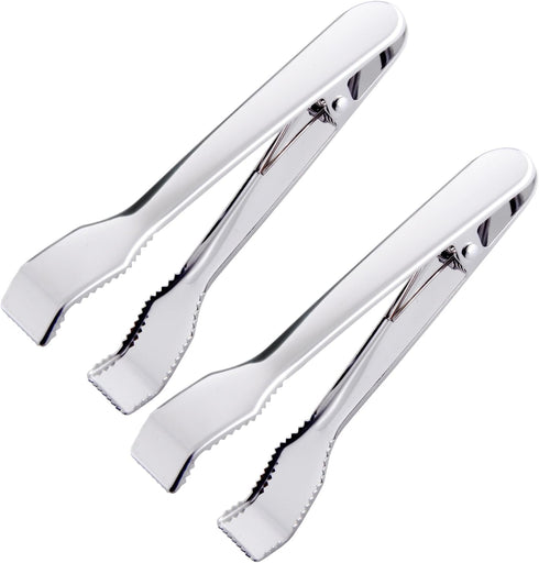 Ice Tongs for Ice Bucket 6-3/4 Inch - Set of 2 - Premium 18/8 Stainless Steel Ice Tongs with Teeth for Ice Sugar Cubes Tea Party Coffee Bar Food S...