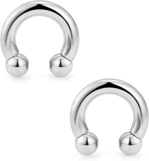 Ftovosyo 2Pcs PA Ring Horseshoe Circular Barbell 316L Surgical Steel Internally Threaded 00G 0G 2G 4G 6G 8G 10G Pierced Body Jewelry for Women 12m...