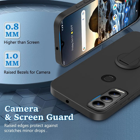 Case for AT&T Motivate Max U668AA / Cricket Ovation 3 Phone Case with Glass Screen Protector 360° Rotatable Folding hidden Kickstand/Stand Silicon...