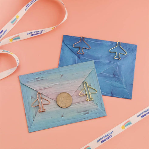 100pcs Airplane Shape Paper Clips with Tin, Rose Gold and Yellow Gold, Funny Cute Paperclips Bookmarks Planner Clips for Fun Office Supplies Schoo...