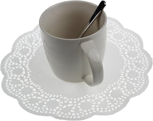LJY 120 Pieces White Lace Round Paper Doilies Cake Packaging Pads Wedding Tableware Decoration (9.5 Inch)...