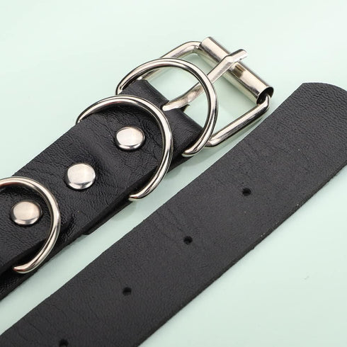 PU Leather Black Choker with Silver Bell Necklace for Women Girls Halloween Costume Punk Rave Accessory...
