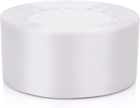 25 Yards 1-1/2 inches Wide Satin Ribbon Suitable for Wedding, Party and Gift Box Packaging Ribbon (White, 1-1/2")...