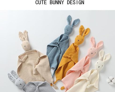 Cream Bunny Organic Cotton Security Blanket for Baby Boys and Girls, Soft Baby Loveys Muslin Cotton Blanket, Breathable Security Blanket Great...
