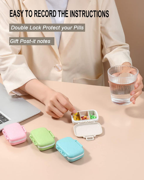 4 PC Pill Case 3 Removable Compartments Pill Box BPA-free,day pill organizer/3 times a day/AM-PM Travel Pill Organizer for Pocket or Purse storage...