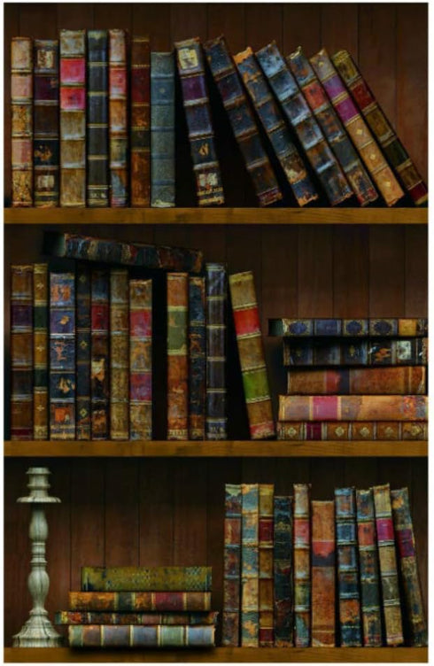 Self-Adhesive Vintage Bookshelf Peel-Stick Wallpaper Backsplash Shelf Liner Removable Door Vinyl Flooring Stickers 17.7inch by 98inch...