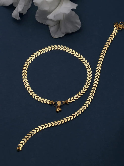 My Pet Elephant JewarHaat Indian Gold Plated Anklet Leaf Patti Design Fashionable Payal Fashion Jewelry for Women...