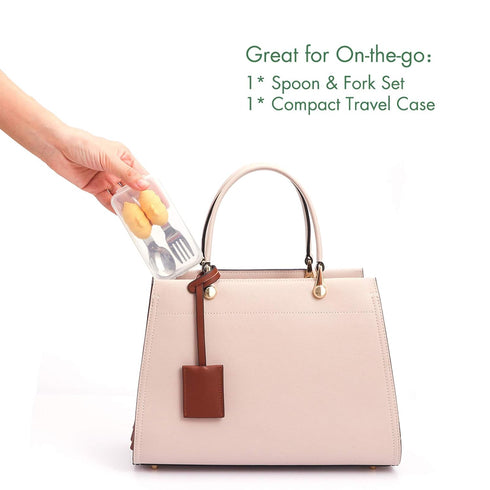 Baby Fork and Spoon Set with Carry Case Baby Training Utensils Self Feeding Toddler Silverware Silicone and Stainless Steel Kids and Toddler Utens...