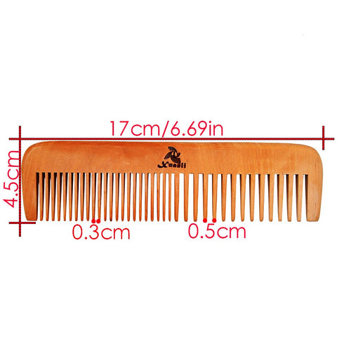 3 PCS Peach Wooden Comb Women and Men Comb - Wide & Narrow Tooth (S023)...