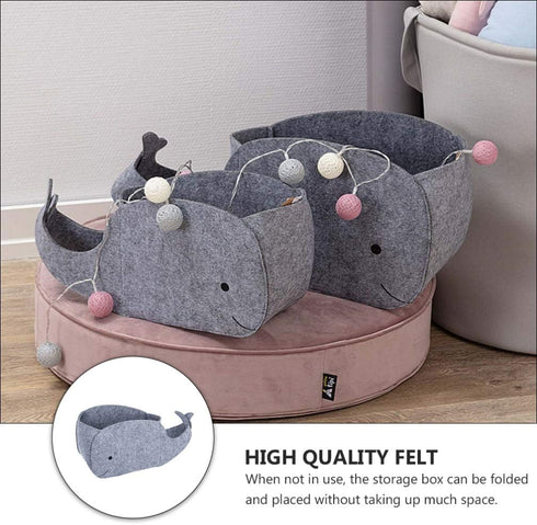 STOBOK Felt Storage Bin, Whale Shaped Storage Basket Fabric Foldable Storage Bin Sundries Organizer Toy Storage Bin for Home Nursery Toys Containe...