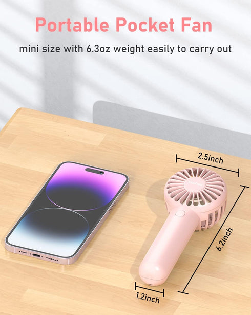 Mini Handheld Fan 4800mAh Battery Portable Fan USB Rechargeable Eyelash Fan 3 Speeds Wind Powerful Makeup Fan Cute Small Fan with Base & Lanyard f...