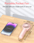 Mini Handheld Fan 4800mAh Battery Portable Fan USB Rechargeable Eyelash Fan 3 Speeds Wind Powerful Makeup Fan Cute Small Fan with Base & Lanyard f...