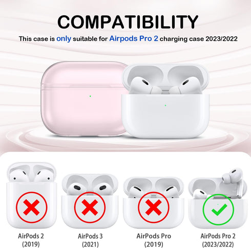 Airpods Pro 2nd/1st Generation Case Cover, Compatible with Airpods Pro Case 2nd Gen USB C Charging Port, Clear Soft Transparent Military Grade Sho...