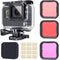 Waterproof housing case for GroPro Hero 5 6 7 Black action camera with underwater photography filters - Red, Light Red and Magenta; Straight-in De...