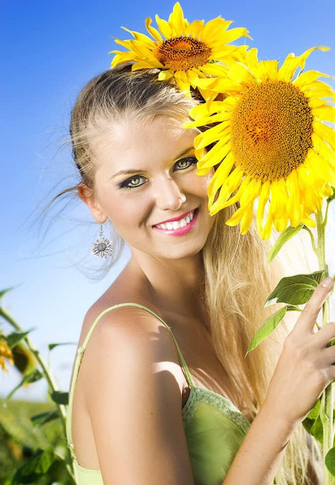 RUIZHEN Vintage Sunflower Earrings Sunflower Pendant Necklace Jewelry Set for Women...