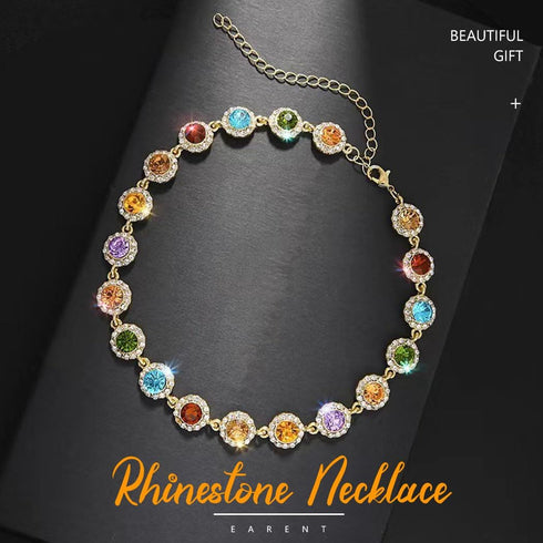 EARENT Colorful Crystal Choker Necklace Gold Rhinestone Chokers Sparkly Necklaces Chain Minimalist Prom Party Neck Jewelry for Women...
