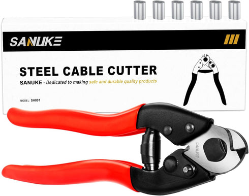 Sanuke Cable Cutter Wire Rope Heavy Duty up to 5/32" Stainless Steel Aircraft for Deck Railing Metal Fence Bicycle Brake Cutter with 6Pcs Crimping...