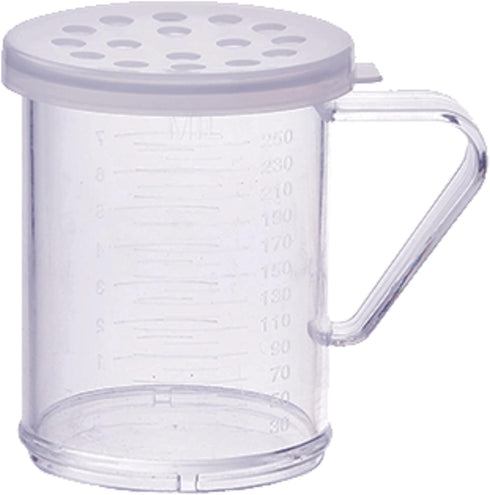 Winco PDG-10CXL, 10 Oz Plastic Dredge with Clear Snap-on Lid, Seasoning Sugar Spice Pepper Shaker with Extra Large Holes...