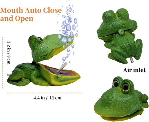 Cute Fish Tank Frog Air Bubble Maker, Aerating Action Frog Air Bubbler with Auto Open and Close Mouth, Aquarium Frog Decor Ornaments for Increase ...