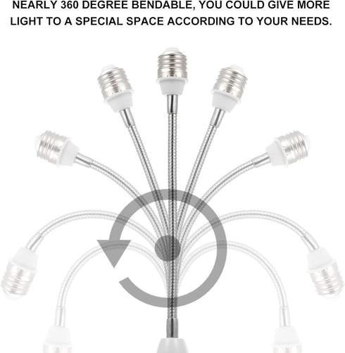 E27 Flexible Light Bulb Lamp Socket Adapter Extender/Adjustable Edison Bulb Socket Extension for Home Light Fixtures/LED Grow Light Socket Stand e...