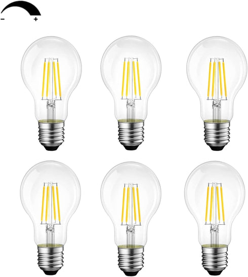 Dimmable E26 LED Light Bulbs,40 Watt Equivalent,Daylight 4000K Classic Clear Glass A19 LED Filament Bulb Pack of 6...