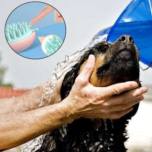 2Pcs Pet Bath Grooming Brush Dog Cat Bath Brush Soft Silicone Dog Shower Brush with Shampoo Dispenser Suitable For Washing Shampooing Massaging Pe...