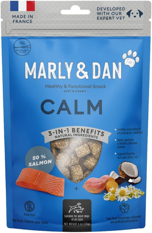 Marly & Dan Tasty and Healthy Salmon Dog Treats with Chamomile and Sweet Potato, Calming Recipe, Irresistible Flavor Dogs Adore, 6-oz Bag...
