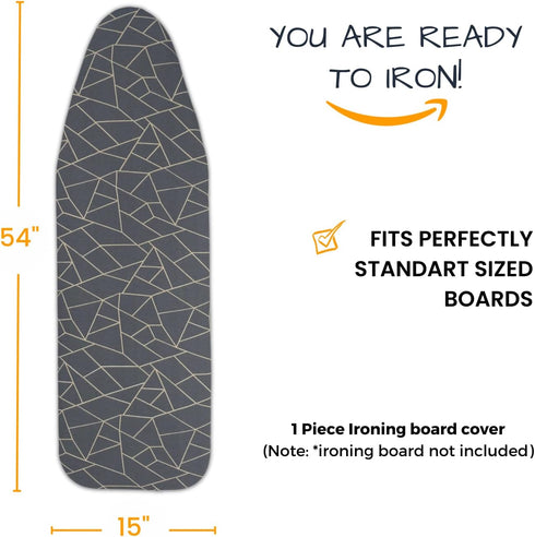 Ironing Board and Cover Drawstring Tightening with Thick Felt Padding Scorch Resistant Easy Fit Heavy Reflective Duty Adjustable 3 Layer Standart ...