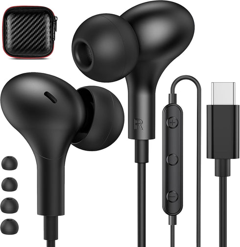 USB C Headphones for Samsung Galaxy S24 Ultra S23 FE S22 S21 A54 Note 20 10+,Magnetic Wired Earbuds Stereo in-Ear USB Type C Earphones with Microp...