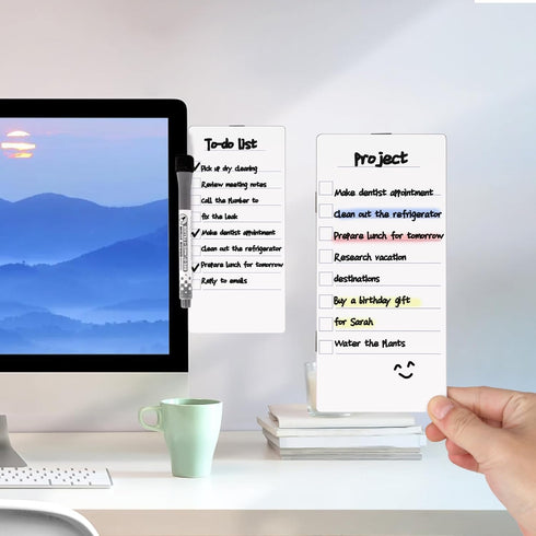 2 pcs Dry Erase Monitor Memo Board, Magnetic Whiteboard Multifunction Whiteboard Monitor Side Panel with 4 Clips...