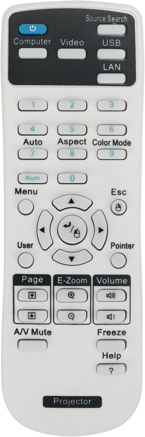Universal Projector Remote Control Compatible for Epson BrigHtLink,Powerlite Series,Home Cinema,EX/EB/VS/EMP Series Projectors...