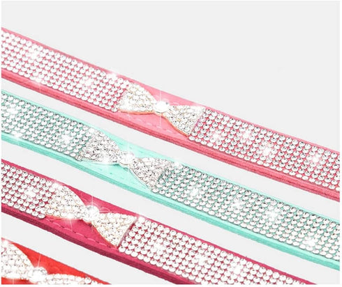 Small Dog Collar Diamond Bling Girl Puppy Cat Collars Rhinestone Bowtie Female Boy Little Pet kitten Collar Animals Black XS...
