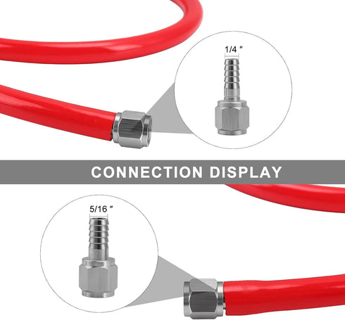 Beer CO2 Gas Line Kit - 10ft PVC CO2 Tubing Hose & 4PCS Stainless Steel Hose Clamp Solid Red Non-toxic Odorless Bendable Keg CO2 Line for 5/16’’ B...
