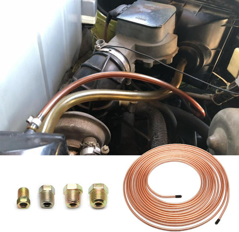 25Ft 3/16 Brake Line Kit with 16 Brake Line Fittings,Pre Bent Brake Lines for Automotive Replacement Brake Lines,Copper Brake Lines and Fittings f...