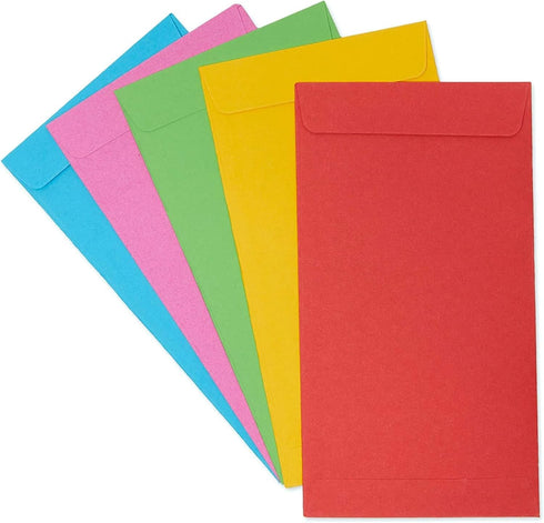 Okuna Outpost 100 Pack Colorful Money Envelopes for Cash, Payroll, Money Saving, Coins, Currency, 100GSM (4 x 7 In)...