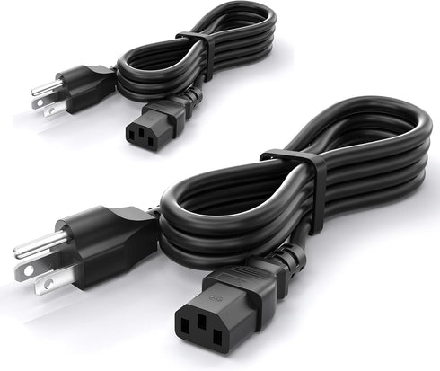 (2 Pack) 3 Prong Computer Power Cable, 10A 125V Power Cord, Varbmt 4FT Replacement Power Cord for LCD Plasma TV, PC, Monitor, Scanner, Projector, ...