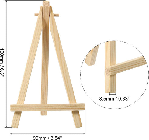 PATIKIL 6.3" Mini Wooden Easel Stand, 6 Pack Table Use Adjustable Triangle Holder for Displaying Photos, Card, Canvases, Wedding, Wood Color...