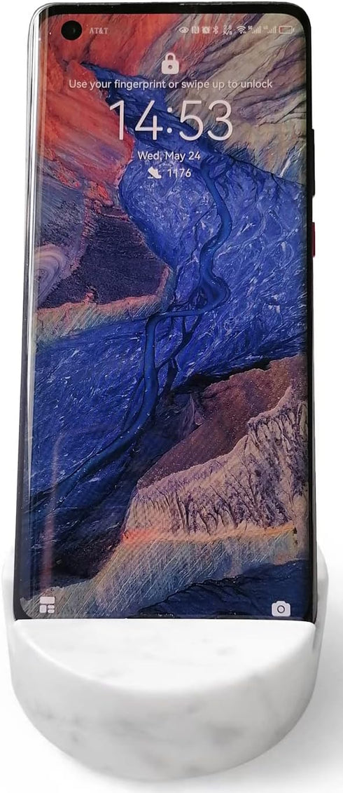 Luxurious Marble Cell Phone Stand Holder for Cellphone Tablet On Desk, Countertop, Table, Nightstand. Heavy Solid Real Stone Mobile Phone Stands...