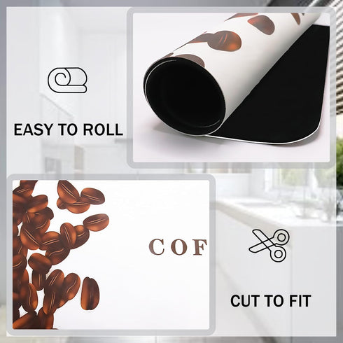 Coffee Bar Dish Drying Mat Hide Stain Rubber Backed Absorbent Coffee Bar Mat Accessories for Kitchen Counter Fit Under Coffee Maker Coffee Machine...