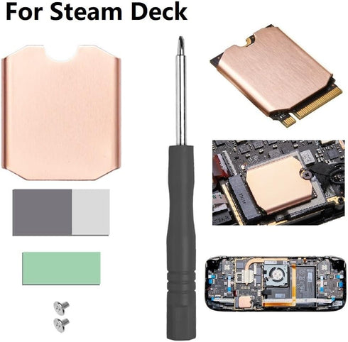SDD Copper Heatsink Cooling Thermal Pad for Steam Deck, Heat Sink Cooling Thermal Pad Back Cover Opening Tools Back Screws Replacements Screwdrive...