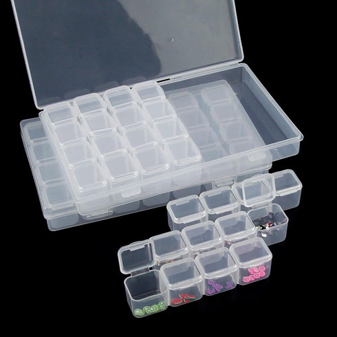 Guyuyii 2 pk 28 Grids Diamond Art Storage - Plastic Diamond Art Containers - Diamond Art Organizer for Embroidery, DIY Art Craft, Jewelry, Earring...