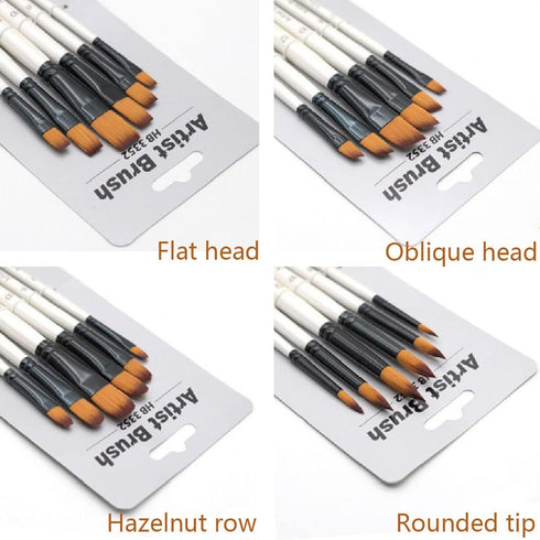 Brush Set, 4 Packs of 24 Nylon Brushes, Suitable for Professional Sets of Multi-Purpose Oil Painting Watercolor Artists, Miniature Details and Roc...