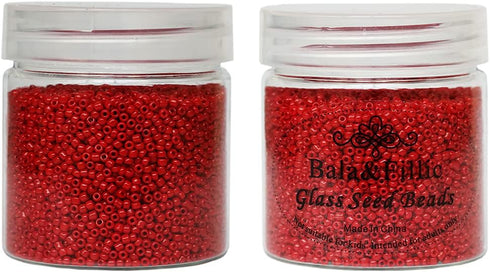 Bala&Fillic 12/0 Glass Seed Beads About 10000pcs in Box Size 2mm Opaque Red Color Seed Beads for Jewelry Making (Red-2mm)...