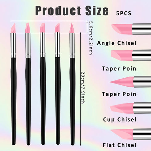 5pcs Silicone Paint Brush Silicone Brushes for Resin Clay Sculpting Tools Silicone Artist Brushes Rubber Paint Brush Color Shapers Brushes 20cm...