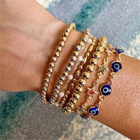 Sanyaa Star Bracelet 18K Gold Plated Multi Stone Crystal Star Bracelet for Women (Colorful)...