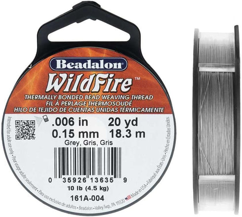 Wildfire Thermal Bonded Beading Thread, .006 Inch Thick, 20 Yard Spool, Gray...